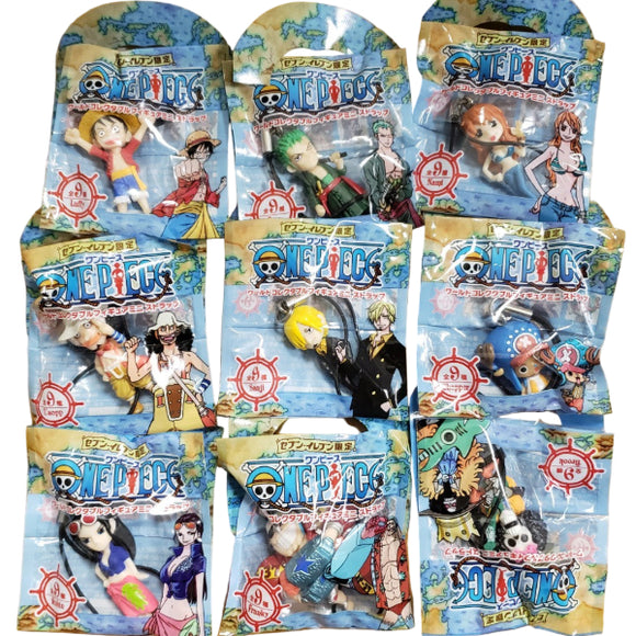 Suntory 7-Eleven One piece Straw Hat Pirates figure Mugiwara Strap (set of 9)