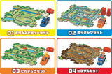 Bandai Pokemon Guruguru Adventure wind-up vehicles on a map (set of 4)