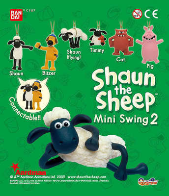 Bandai 2009 Shaun the Sheep Mini Figure Mobile strap Swing 2 (set of 6)