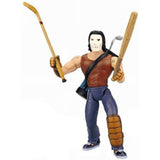 Casey Jones action figure with hockey stick, bat, and mask, TMNT 2003 toy on white background